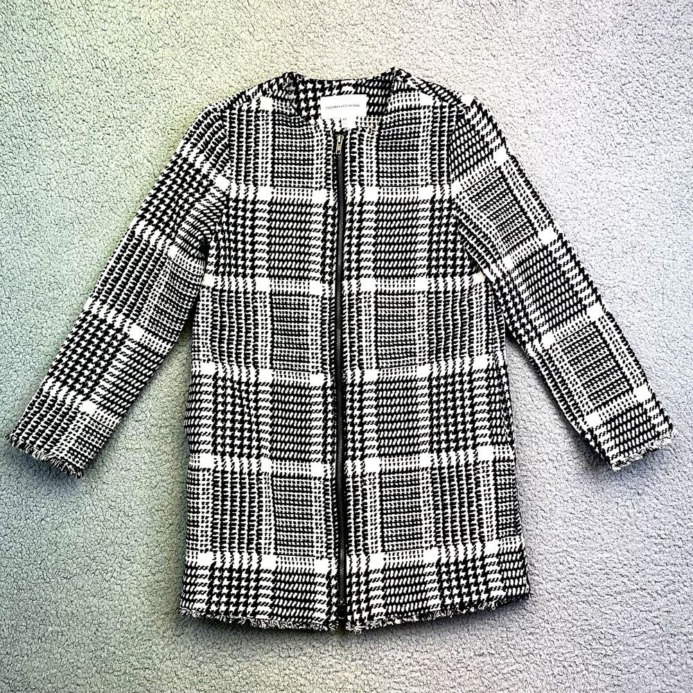 Cupcakes & Cashmere Fernando Coat Jacket XS Herringbone Plaid Full Zip Womens‎
